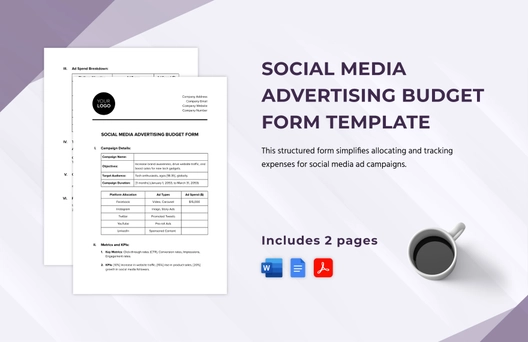 Social Media Advertising Budget Form Template