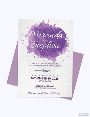Watercolor Wedding Invitation Card Template
