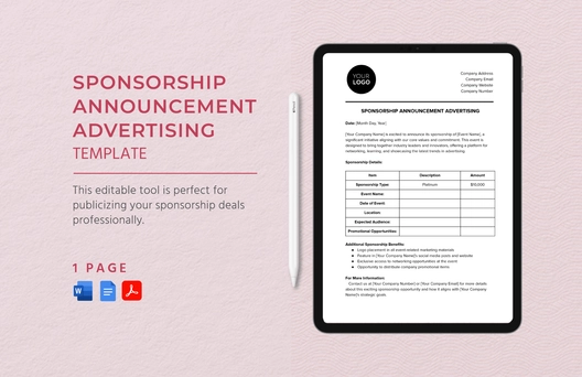 Sponsorship Announcement Advertising Template
