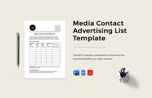 Media Contact Advertising List Template