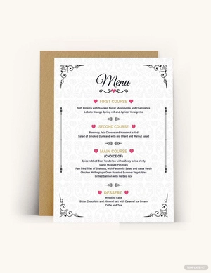 Wedding Menu Invitation Template