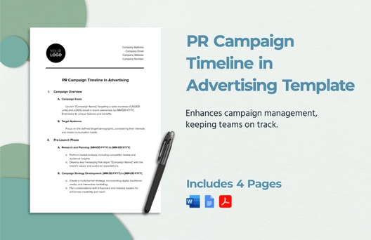 PR Campaign Timeline in Advertising Template