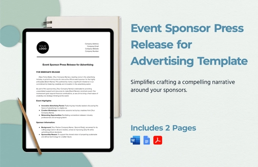 Event Sponsor Press Release for Advertising Template