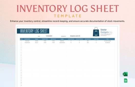 Inventory Log Sheet Template