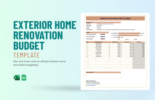 Exterior Home Renovation Budget Template
