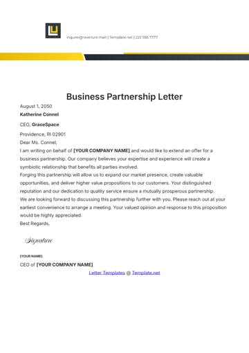 Free Business Partnership Letter Template to Edit Online