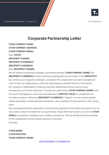 Free Corporate Partnership Letter Design Template to Edit Online