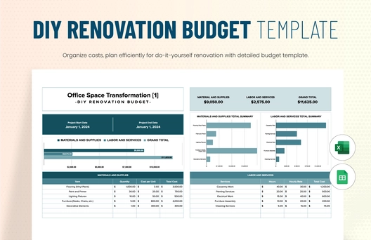 DIY Renovation Budget Template DIY Renovation Budget Template
