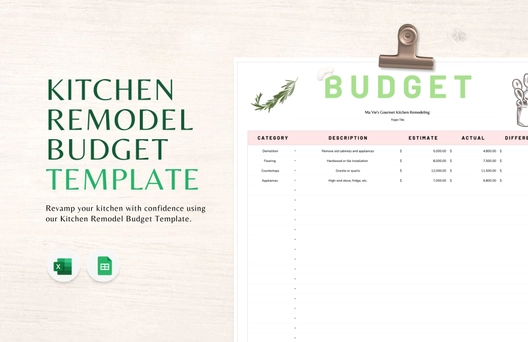 Kitchen Remodel Budget Template Kitchen Remodel Budget Template