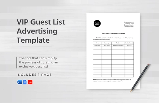 VIP Guest List Advertising Template