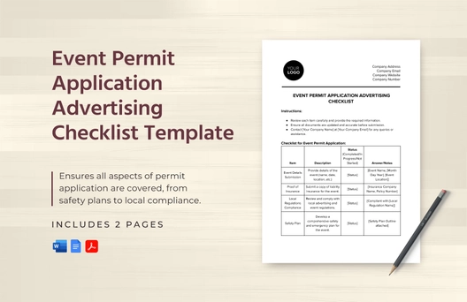 Event Permit Application Advertising Checklist Template