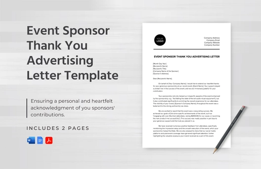 Event Sponsor Thank You Advertising Letter Template