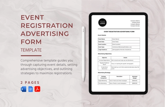 Event Registration Advertising Form Template