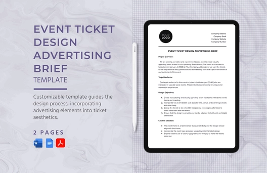 Event Ticket Design Advertising Brief Template