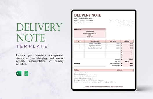 Delivery Note Template