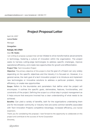 Free Project Proposal Letter Template to Edit Online