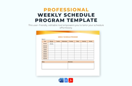 Weekly Schedule Program Template