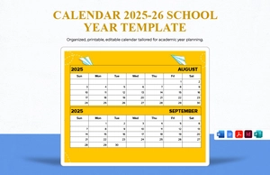Calendar 2025-26 School Year Template