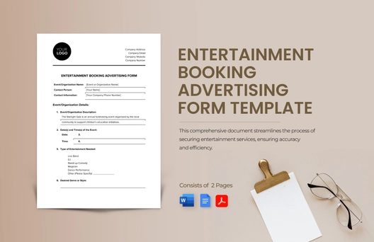 Entertainment Booking Advertising Form Template