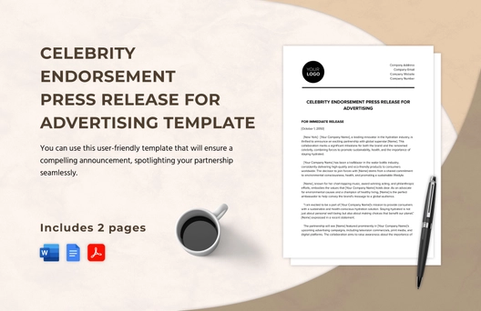 Celebrity Endorsement Press Release for Advertising Template