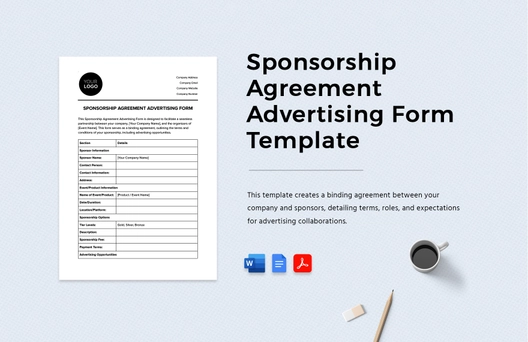 Sponsorship Agreement Advertising Form Template