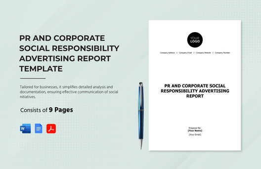 PR and Corporate Social Responsibility Advertising Report Template