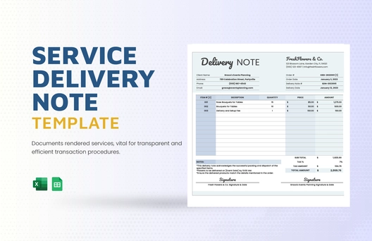 Service Delivery Note Template