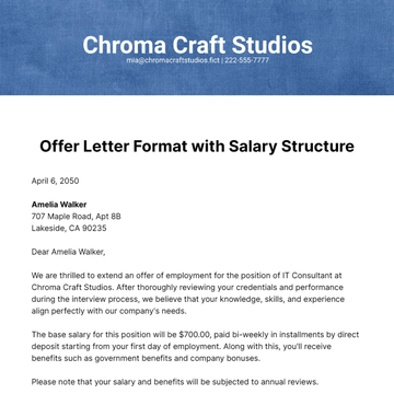 Free Offer Letter Format with Salary Structure Template to Edit Online Free Offer Letter Format with Salary Structure Template to Edit Online