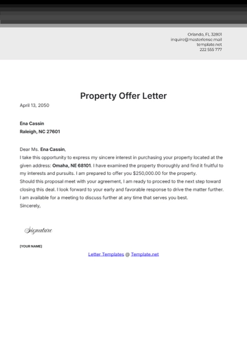 Free Property Offer Letter Template to Edit Online