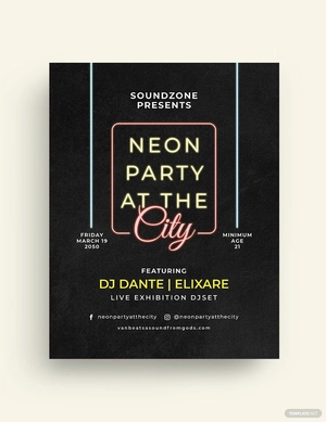 Glow the Dark Party Flyer Template