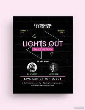 Glow Neon Party Flyer Template