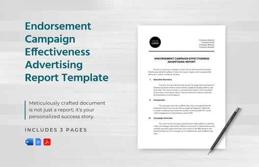 Endorsement Campaign Effectiveness Advertising Report Template