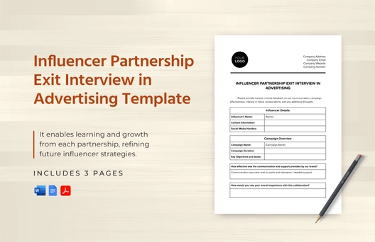 Influencer Partnership Exit Interview in Advertising Template