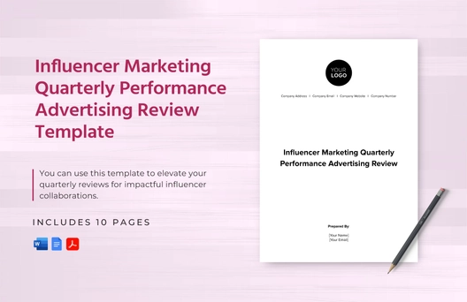 Influencer Marketing Quarterly Performance Advertising Review Template