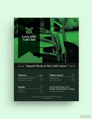 Golf Club Menu Flyer Template
