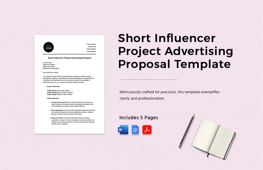 Short Influencer Project Advertising Proposal Template