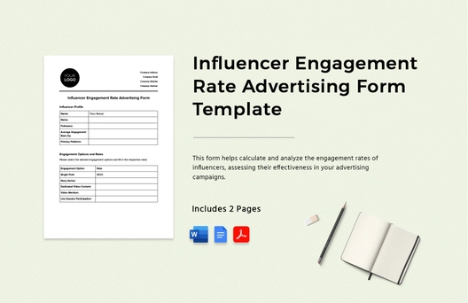 Influencer Engagement Rate Advertising Form Template