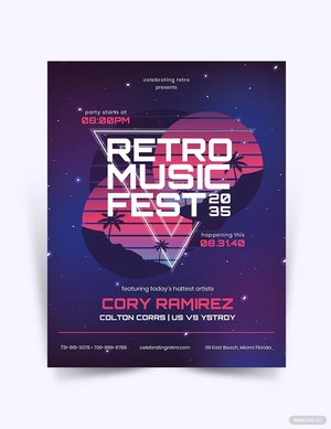 Miami Night 80s Synthwave Flyer Template