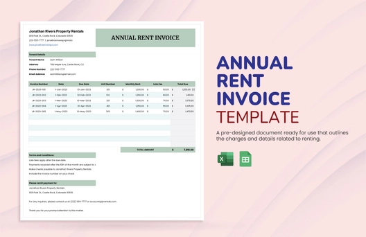 Annual Rent Invoice Template