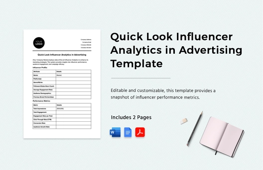 Quick Look Influencer Analytics in Advertising Template