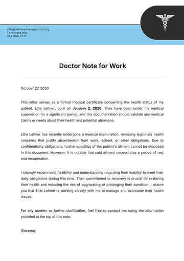 Free Doctor Note For Work Template to Edit Online