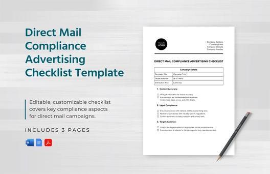 Direct Mail Compliance Advertising Checklist Template