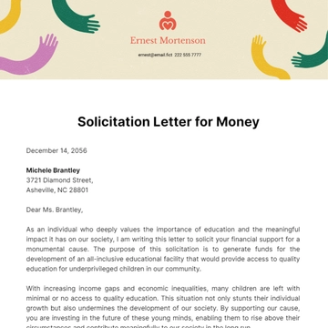 Free Solicitation Letter for Money Template to Edit Online