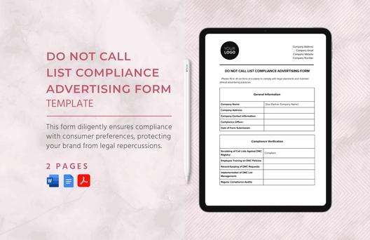 Do Not Call List Compliance Advertising Form Template