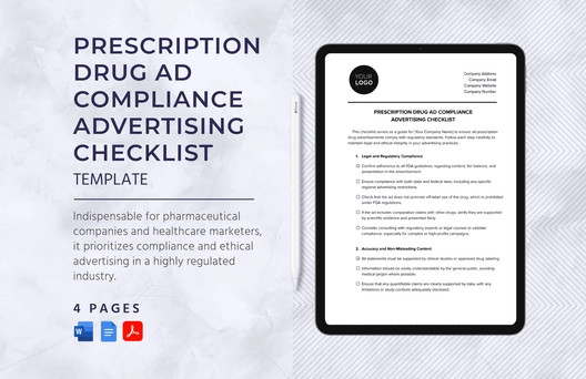 Prescription Drug Ad Compliance Advertising Checklist Template Prescription Drug Ad Compliance Advertising Checklist Template