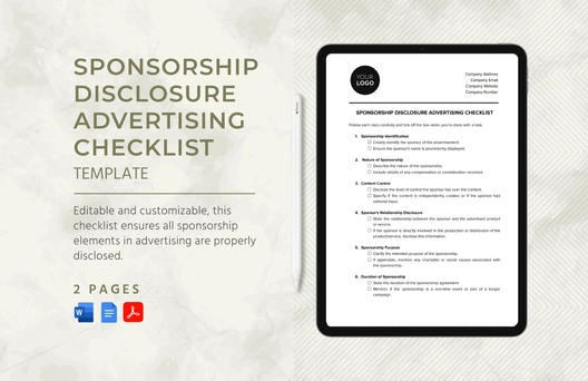 Sponsorship Disclosure Advertising Checklist Template Sponsorship Disclosure Advertising Checklist Template
