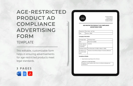 Age-Restricted Product Ad Compliance Advertising Form Template Age-Restricted Product Ad Compliance Advertising Form Template