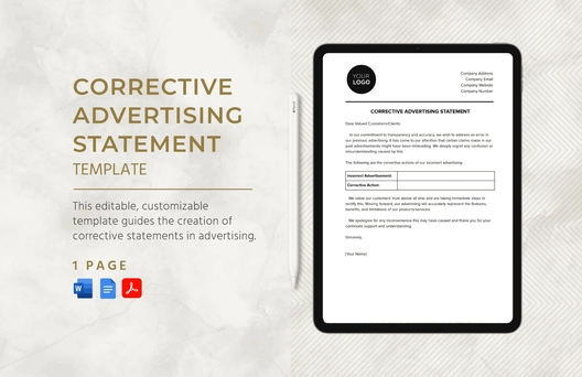 Corrective Advertising Statement Template