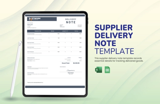 Supplier Delivery Note Template Supplier Delivery Note Template