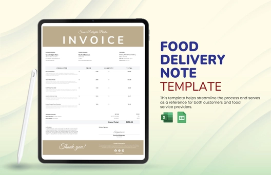 Food Delivery Note Template